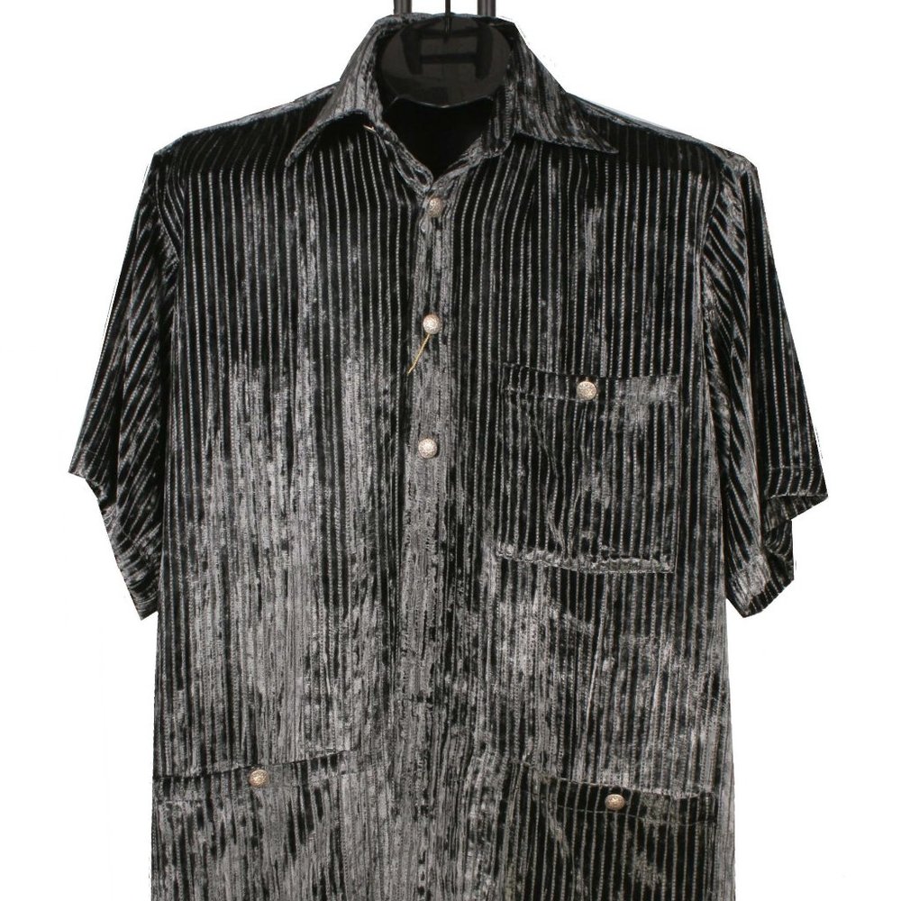Men's Shirt Jacket Short Sleeve Grey Velvet